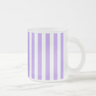 Purple and white candy stripes frosted glass coffee mug