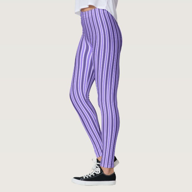 Purple and white candy stripes leggings (Left)
