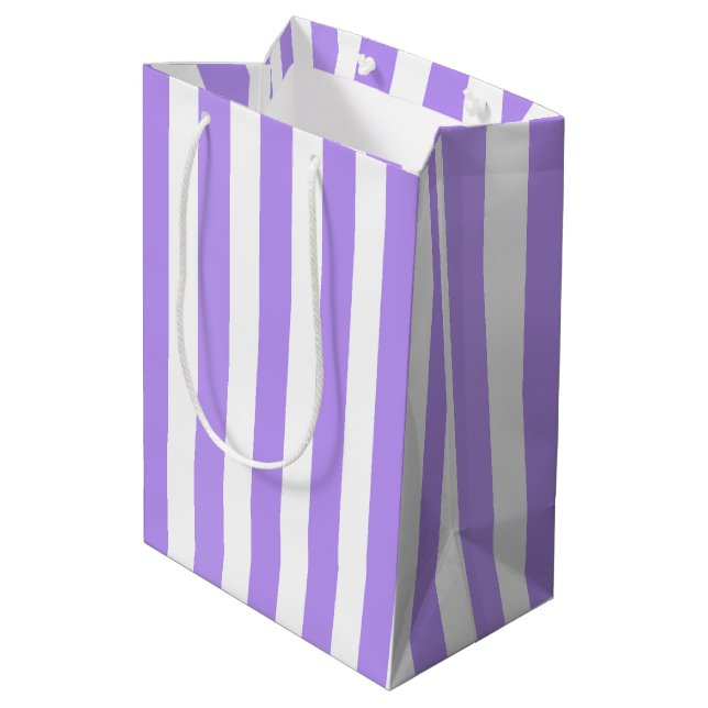 Purple and white candy stripes medium gift bag (Back Angled)