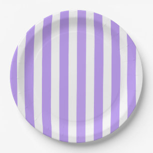 Purple and white candy stripes paper plates