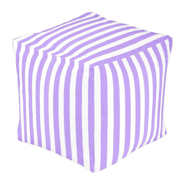 Purple and white candy stripes pouf (Angled Front)