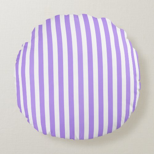 Purple and white candy stripes round pillow