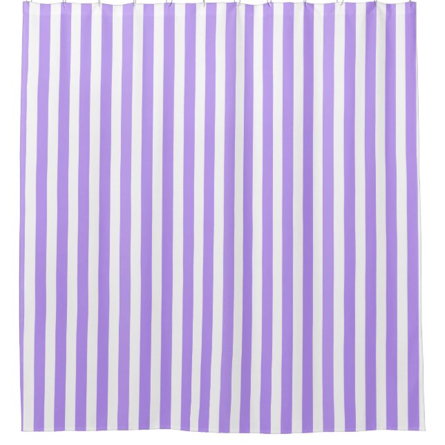 Purple and white candy stripes shower curtain (Front)