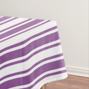 Purple and white candy stripes tablecloth