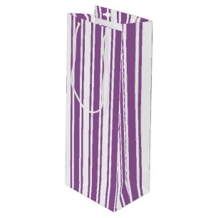 Purple and white candy stripes wine gift bag