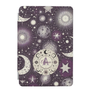 Purple and White Celestial Dreams: Moon and Stars iPad Mini Cover
