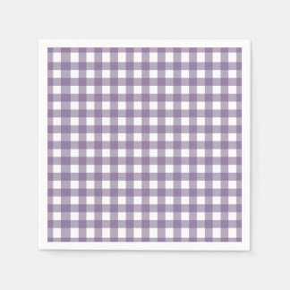 Purple and White Checked Gingham Pattern Napkins