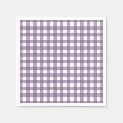 Purple and White Checked Gingham Pattern Napkins