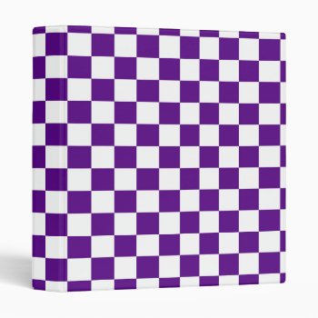 Purple And White Checker Board Pattern Binder by FantabulousPatterns at Zazzle