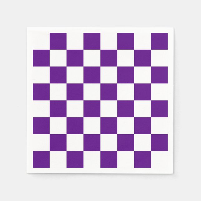 Purple and White Checker Board Pattern Napkins (Front)