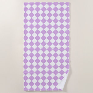 Purple and White Checker Pattern Beach Towel