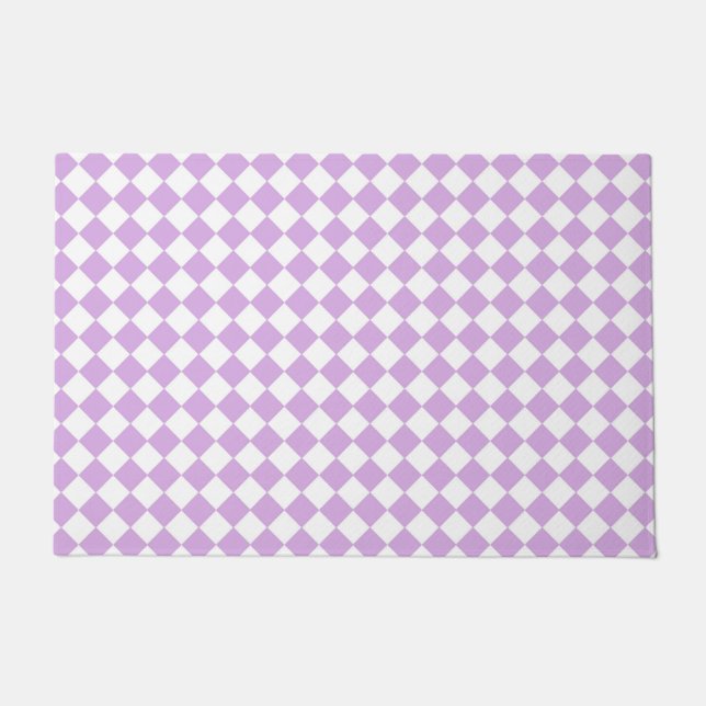 Purple and White Checker Pattern Doormat (Front)