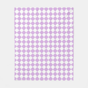 Purple and White Checker Pattern Fleece Blanket