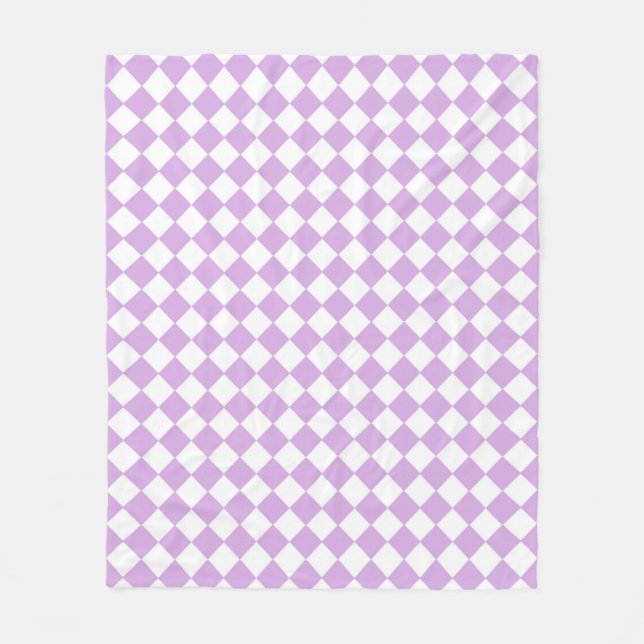 Purple and White Checker Pattern Fleece Blanket (Front)