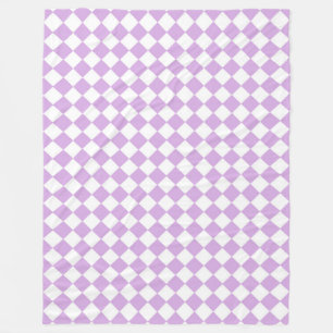 Purple and White Checker Pattern Fleece Blanket