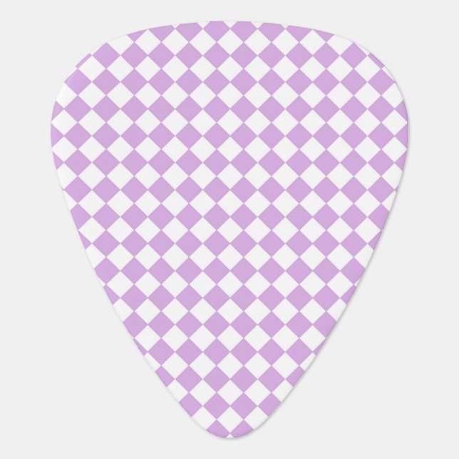 Purple and White Checker Pattern Guitar Pick (Front)