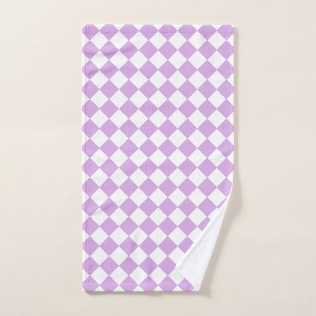 Purple and White Checker Pattern Hand Towel (Hand Towel)