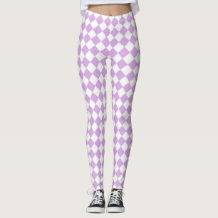 Purple and White Checker Pattern Leggings