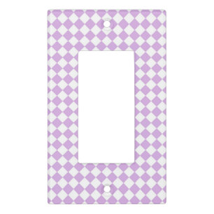Purple and White Checker Pattern Light Switch Cover