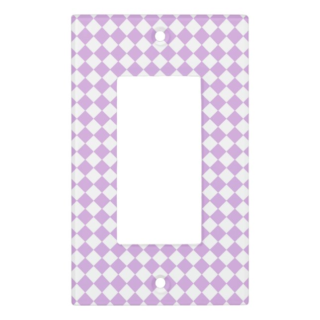 Purple and White Checker Pattern Light Switch Cover (Front)