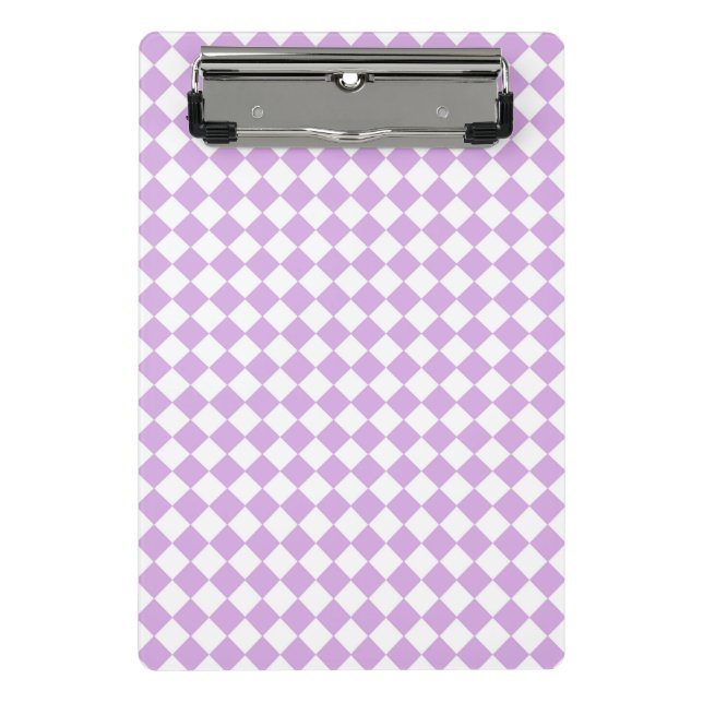 Purple and White Checker Pattern Mini Clipboard (Front)