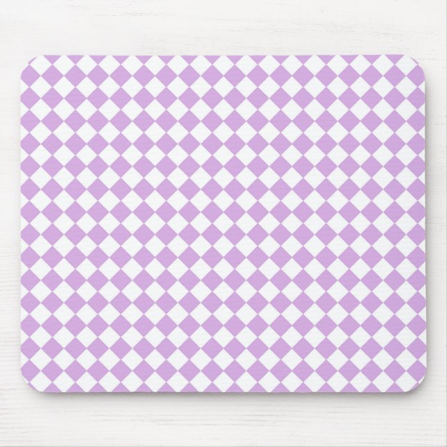 Purple and White Checker Pattern Mouse Pad (Front)