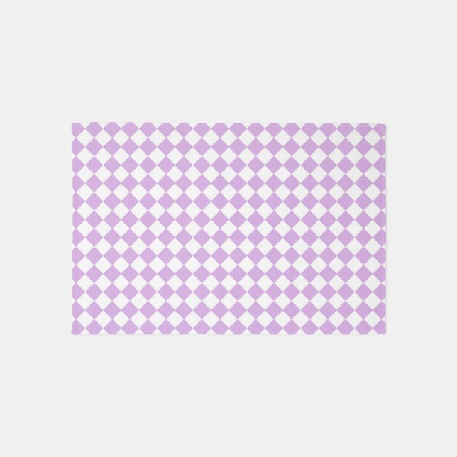 Purple and White Checker Pattern Outdoor Rug (Front)