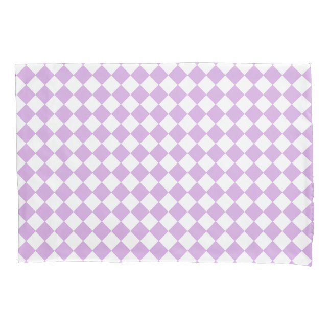 Purple and White Checker Pattern Standard Pillow Case (Front-Left)
