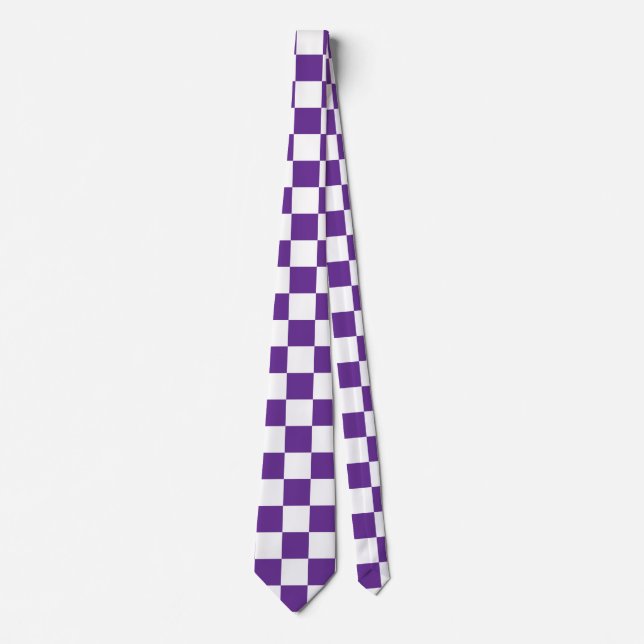 purple and white Checkerboard Pattern Neck Tie (Front)