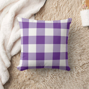 Purple And White Checkerboard Pattern Throw Pillow