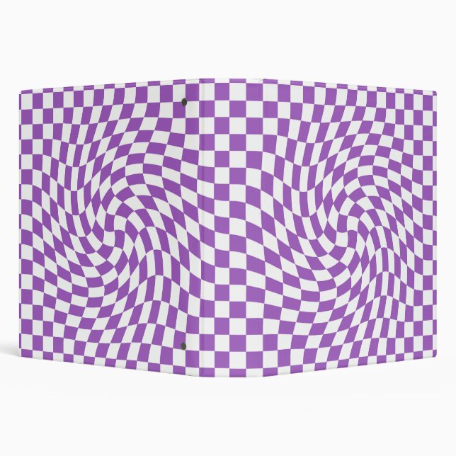 Purple and White Checkered Checkerboard Pattern  3 Ring Binder (Background)