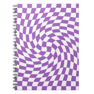 Purple and White Checkered Checkerboard Pattern Notebook