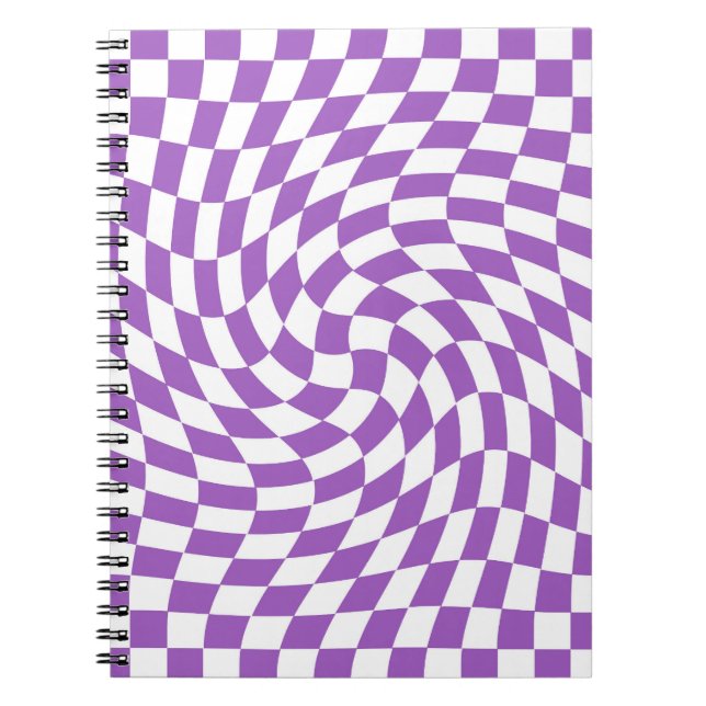 Purple and White Checkered Checkerboard Pattern  Notebook (Front)