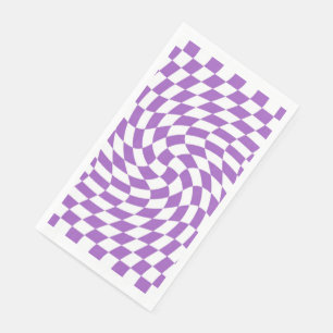 Purple and White Checkered Checkerboard Pattern Paper Guest Towels
