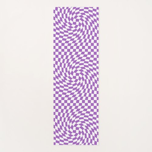 Purple and White Checkered Checkerboard Pattern   Yoga Mat