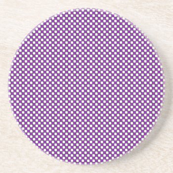 Purple And White Checkered Coaster by Lynnes_creations at Zazzle