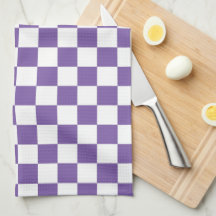 Purple and White Checkered Kitchen Towel