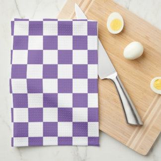 Purple and White Checkered Kitchen Towel