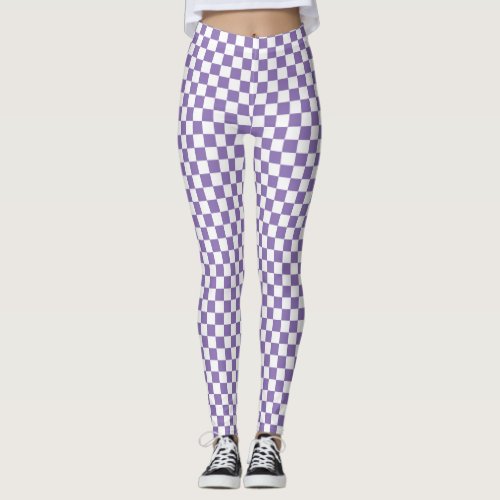 Purple and White Checkered Leggings