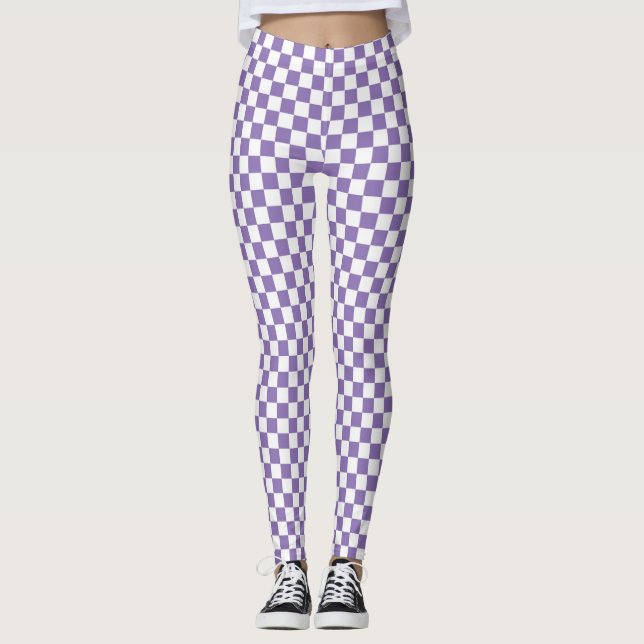 Purple and White Checkered Leggings (Front)