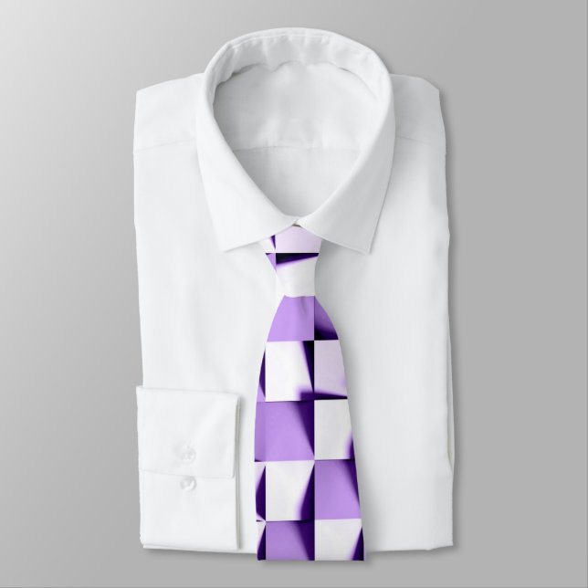 purple and white checkered weave neck tie (Tied)