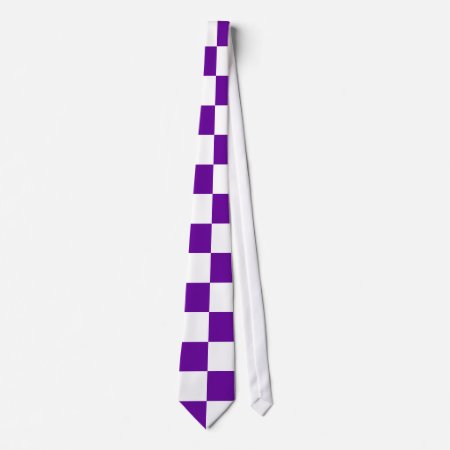 Purple And White Checks Neck Tie