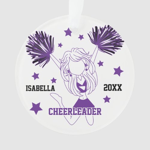Purple and White Cheerleader Ornament