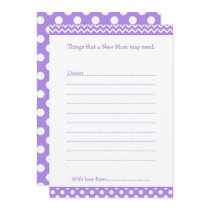 Purple and White Chevron Advice List for New Moms Invitation