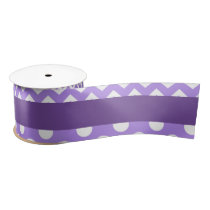 Purple and White Chevron and Polka Dots Satin Ribbon
