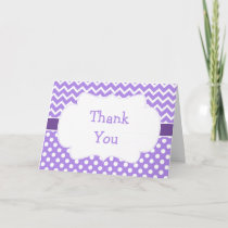 Purple and White Chevron and Polka Dots Thank You