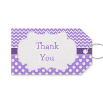 Purple and White Chevron and Polka Dots Thank You Gift Tags
