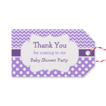 Purple and White Chevron and Polka Dots Thank You Gift Tags