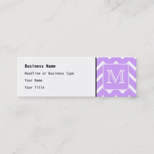 Customizable Purple and White Chevron Design. Custom Monogram. Business Card Templates