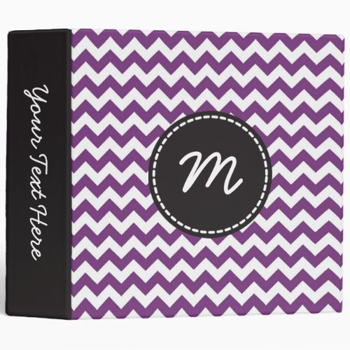 Purple and White Chevron Pattern Custom Monogram 3 Ring Binder